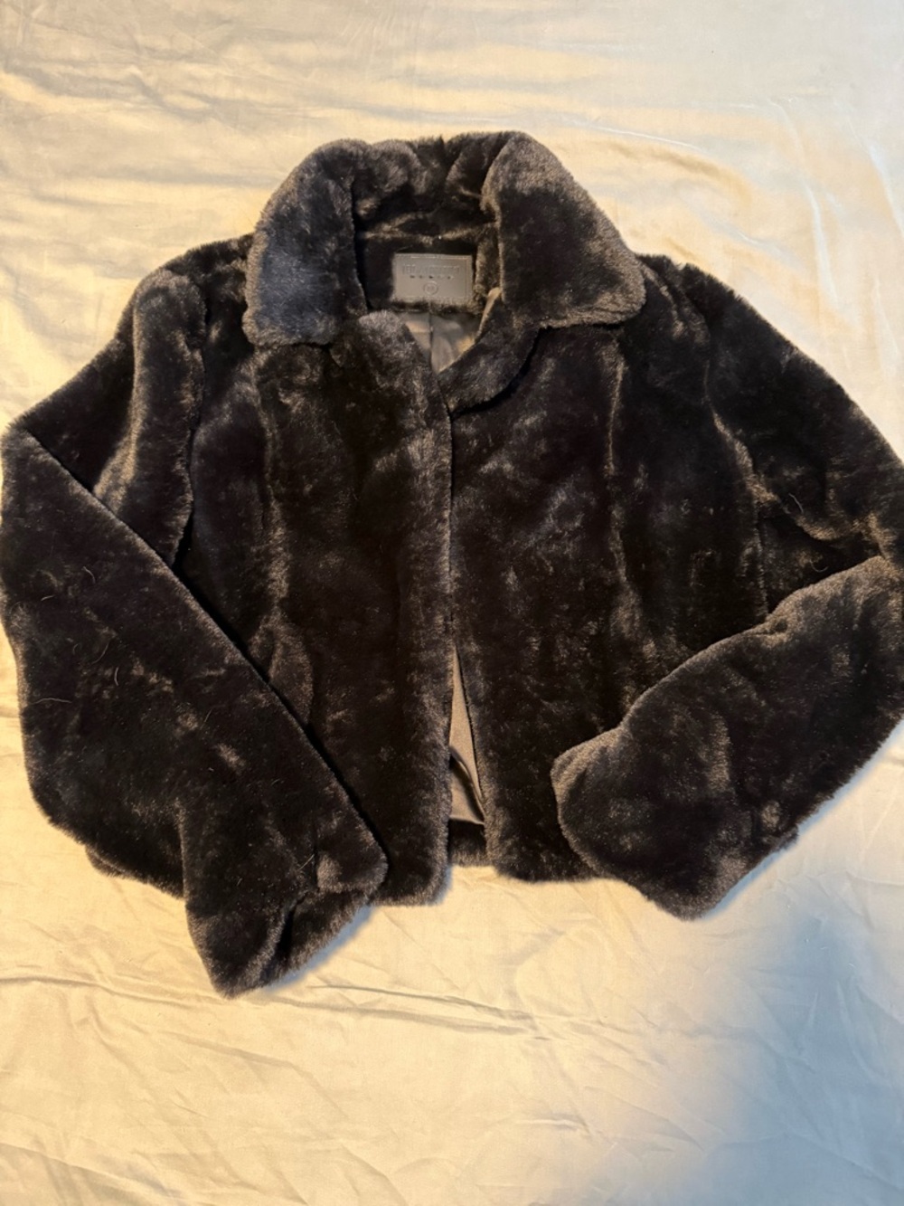 Blank NYC Black Faux Fur Cropped Teddy Jacket